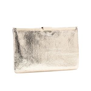 JCrew crackled gold foil clutch